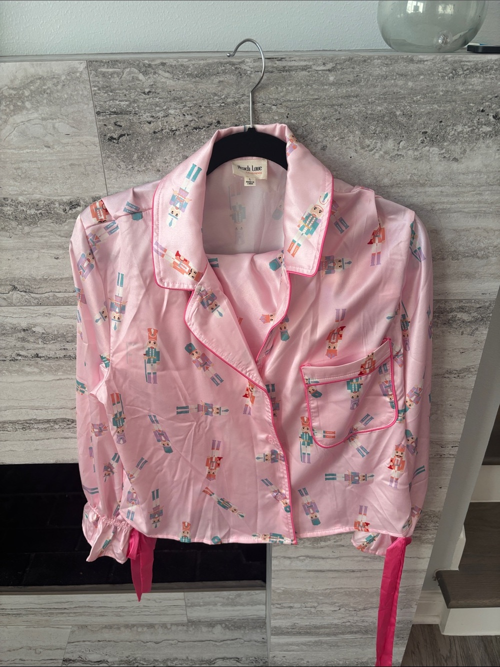 Peach Lane pink silky pajama set